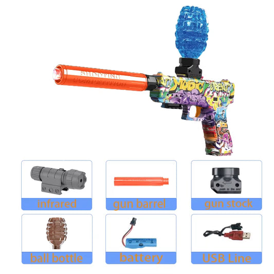 Outdoor Electric Blaster Gun Shooting Bullet Pistols Summer Play Water Shooting Interactive Party Game Children Adult